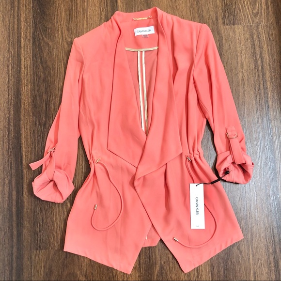 Calvin Klein Open Front Jacket Porcelain Rose - Picture 3 of 10